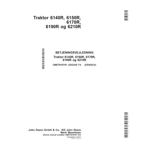 Manual do operador em pdf do trator John Deere 6140R, 6150R, 6150RH, 6170R, 6190R, 6210R EU DA - John Deere manuais - JD-OMET...