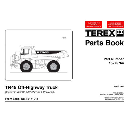 Libro de repuestos para camiones todoterreno Terex TR45 - Terex manuales - TEREX-15275764