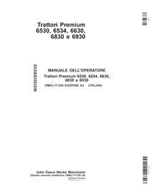JD-OMAL171338 John Deere 6530, 6534, 6630, 6830, 6930 compact utility tractor operator's manual IT (OMAL171338)