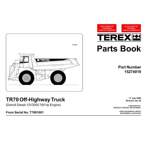 Livro de peças de caminhão fora-de-estrada Terex TR70 - Terex manuais - TEREX-15274019