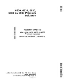 JD-OMAL171344 Manual del operador del tractor utilitario compacto John Deere 6530, 6534, 6630, 6830, 6930 HU (OMAL171344)