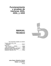 TM2631-ES Manual técnico de diagnóstico do trator John Deere 4055, 4255, 4455 ES (TM2631)
