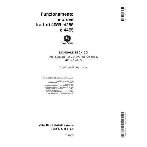 John Deere 4055, 4255, 4455 trator pdf manual técnico de diagnóstico TI - John Deere manuais - JD-TM2632-IT