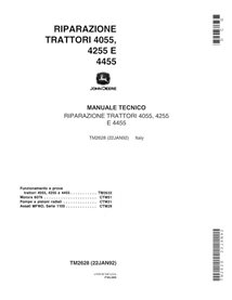 TM2628-IT Manuel technique de réparation des tracteurs John Deere 4055, 4255, 4455 (TM2628)