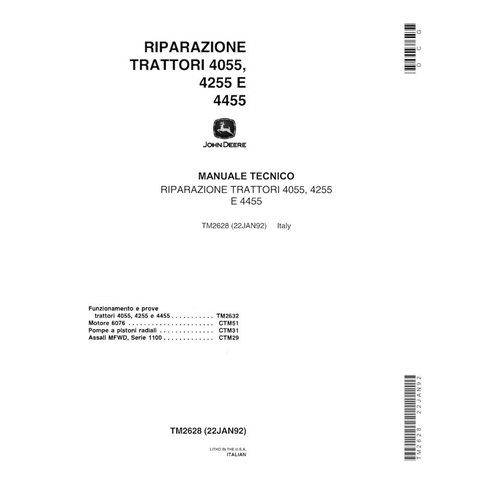 TM2628-IT Manual técnico de reparação do trator John Deere 4055, 4255, 4455 (TM2628)