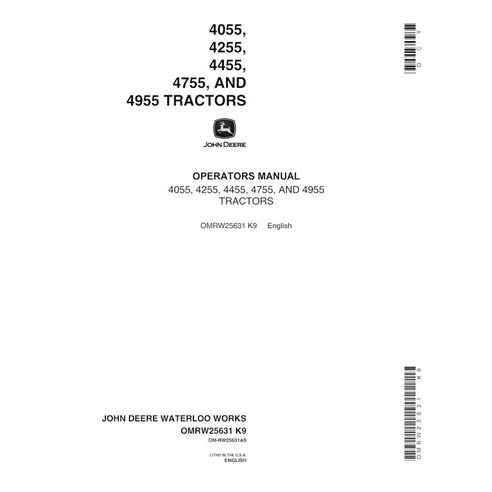 JD-OMRW25631 Manual del operador del tractor John Deere 4055, 4255, 4455, 4755, 4955 (SN 0-006675) (OMRW25631)
