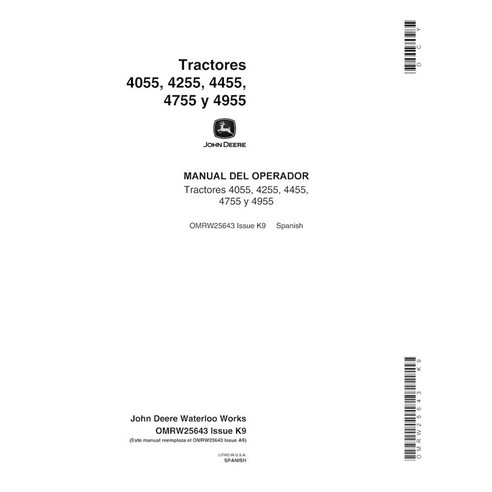 Manuel de l'opérateur pdf pour tracteur John Deere 4055, 4255, 4455, 4755, 4955 (SN 0-006675) ES - John Deere manuels - JD-OM...