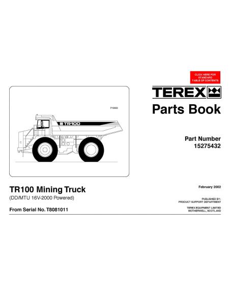 Terex TR100 mining truck parts book - Terex manuals - TEREX-15275432