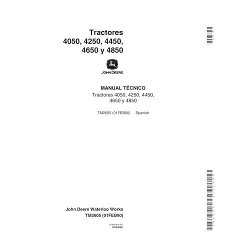 Manuel technique pdf tracteur John Deere 4050, 4250, 4450, 4650, 4850 ES - John Deere manuels - JD-TM2605-ES