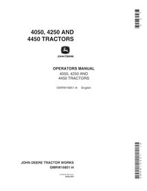 JD-OMRW16851 Manual del operador del tractor John Deere 4050, 4250, 4450 (SN 0-19804) (OMRW16851)