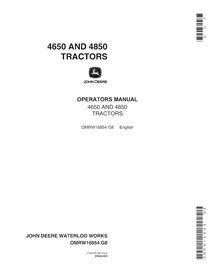 Manuel de l'opérateur pdf pour tracteur John Deere 4650, 4850 - John Deere manuels - JD-OMRW16854-EN