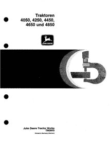 TM2603-DE Manuel technique des tracteurs John Deere 4050, 4250, 4450, 4650, 4850 DE (TM2603)