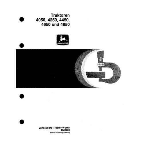 John Deere 4050, 4250, 4450, 4650, 4850 trator pdf manual técnico DE - John Deere manuais - JD-TM2603-DE
