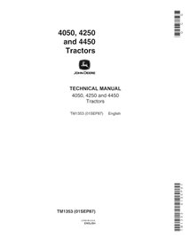 Manuel technique de réparation pdf tracteur John Deere 4050, 4250, 4450 - John Deere manuels - JD-TM1353-EN