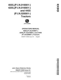 JD-OMAR110569 Manual del operador del tractor John Deere 4055, 4255, 4455 (SN 10000-, 20000-) (OMAR110569)