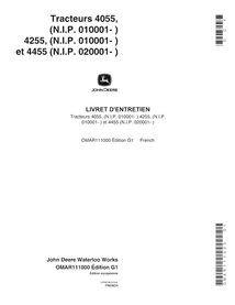 Manuel de l'opérateur pour tracteur John Deere 4055, 4255, 4455 (SN 10000-, 20000-) pdf FR - John Deere manuels - JD-OMAR1110...