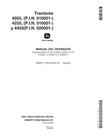 JD-OMAR111002-ES Manual del operador del tractor John Deere 4055, 4255, 4455 (SN 10000-, 20000-) ES (OMAR111002)