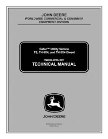 Manual técnico en pdf para vehículos utilitarios diésel John Deere Gator TS, TH 6X4 y TH 6X4 - John Deere manuales - JD-TM223...