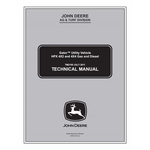 TM2195 Manual técnico do veículo utilitário John Deere Gator HPX 4X2, HPX 4X4 (TM2195)