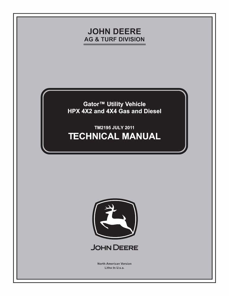 John Deere Gator HPX 4X2, HPX 4X4 utility vehicle pdf technical manual