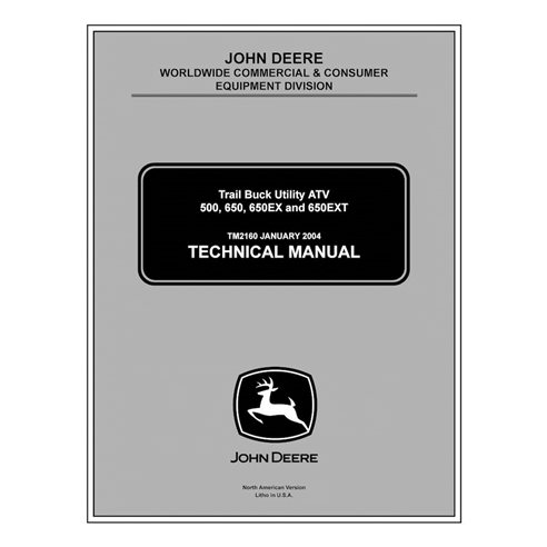 John Deere 500, 650, 650EX, 650EXT utility vehicle pdf technical manual  - John Deere manuals - JD-TM2160-EN