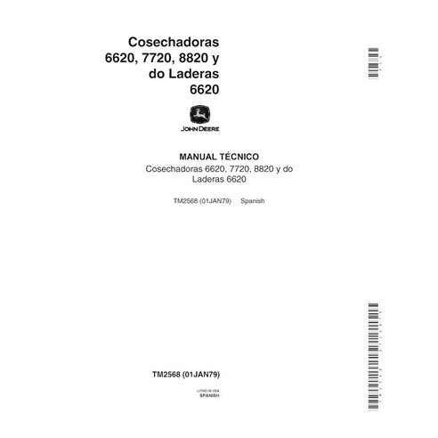 Manual técnico em pdf da colheitadeira John Deere 6620, 6620SHl, 7720, 8820 - tudo incluído ES - John Deere manuais - JD-TM25...