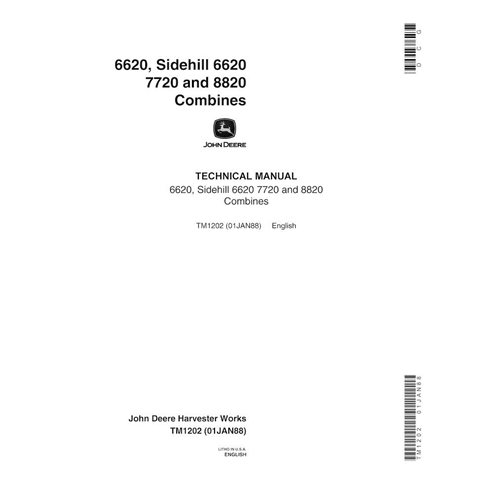 TM1202 John Deere 6620, 6620SH, 7720, 8820 moissonneuse-batteuse manuel technique pdf - tout compris