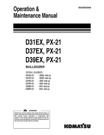 Manual de operação e manutenção do buldôzer Komatsu D31EX, D37EX, D39EX - Komatsu manuais - KOMATSU-EEAM023900