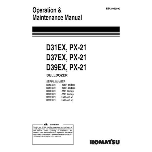 Manuel d'utilisation et d'entretien des bulldozers Komatsu D31EX, D37EX, D39EX - Komatsu manuels