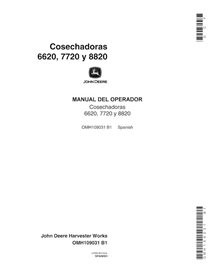 John Deere 6620, 7720, 8820 (SN 10000-5641000) combinar manual do operador em pdf ES - John Deere manuais - JD-OMH109031-ES