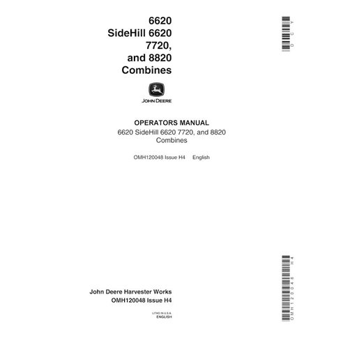 JD-OMH120048 Manual del operador de la cosechadora John Deere 6620, 6620SH, 7720, 8820 (SN 6100701-615400) (OMH120048)