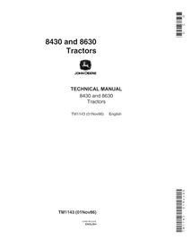 TM1143 John Deere 8430, 8630 tractor pdf technical manual