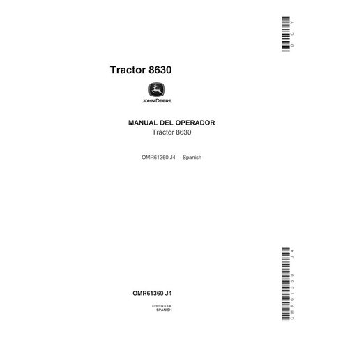 JD-OMR61360-ES Manual do operador do trator John Deere 8630 (SN 001000-008117) ES (OMR61360)