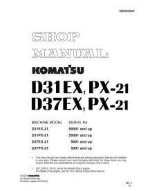 Komatsu D31EX, D37EX, D39EX dozer shop manual - Komatsu manuals - KOMATSU-SEBM025607