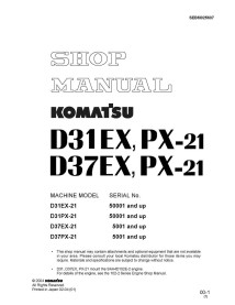 Manual da oficina de buldôzeres Komatsu D31EX, D37EX, D39EX - Komatsu manuais - KOMATSU-SEBM025607