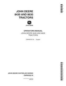 Manuel de l'opérateur pdf pour tracteur John Deere 8430, 8630 (SN 001000-008117) PT - John Deere manuels - JD-OMR65222-EN