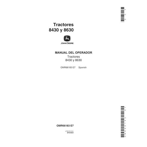 JD-OMR66183-ES Manual do operador do trator John Deere 8630 (SN 001000-008117) ES (OMR66183)