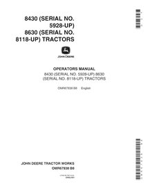 JD-OMR67838 Manual del operador del tractor John Deere 8430, 8630 (SN 059280-) (OMR67838)
