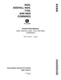 JD-OMH116946 John Deere 6620, 6620SH, 7720, 8820 (SN 600001-610700) combine operator's manual (OMH116946)