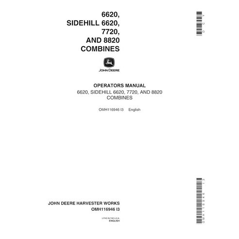 John Deere 6620, 6620SH, 7720, 8820 (SN 600001-610700) manual del operador de la cosechadora en pdf - John Deere manuales - J...