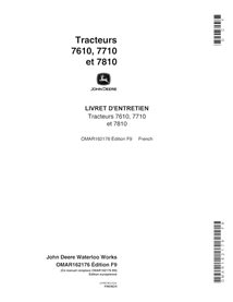 John Deere 7610, 7710,7810 (SN 0-30000) manual del operador del tractor pdf FR - John Deere manuales - JD-OMAR162176-FR