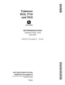 JD-OMAR162178-DE John Deere 7610, 7710,7810 (SN 0-30000) tractor operator's manual DE (OMAR162178)