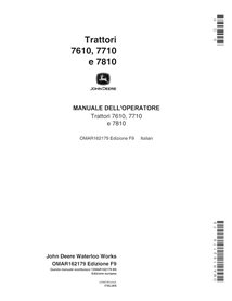 John Deere 7610, 7710,7810 (SN 0-30000) manual del operador del tractor pdf IT - John Deere manuales - JD-OMAR162179-IT