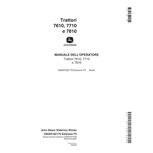 Manual do operador em pdf do trator John Deere 7610, 7710,7810 (SN 0-30000) TI - John Deere manuais - JD-OMAR162179-IT