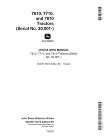 JD-OMAR172276 John Deere 7610, 7710,7810 (SN 30001-50000) tractor operator's manual (OMAR172276)