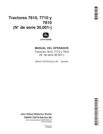 JD-OMAR172278-ES Manual del operador del tractor John Deere 7610, 7710, 7810 (SN 30001-50000) ES (OMAR172278)