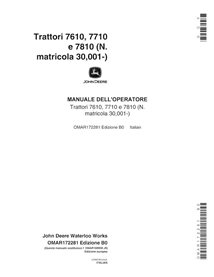 JD-OMAR172281-IT Manual del operador del tractor John Deere 7610, 7710, 7810 (SN 30001-50000) IT (OMAR172281)