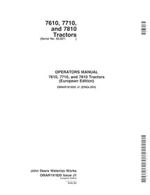 JD-OMAR191820 Manuel d'utilisation du tracteur John Deere 7610, 7710, 7810 (SN 50000-) (OMAR191820)