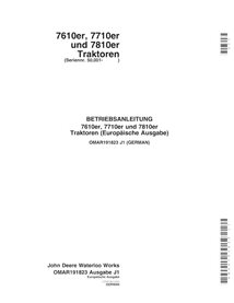 JD-OMAR191823-DE John Deere 7610, 7710,7810 (SN 50000-) tractor operator's manual DE (OMAR191823)