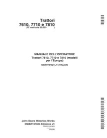 John Deere 7610, 7710,7810 (SN 50000-) manual del operador del tractor pdf IT - John Deere manuales - JD-OMAR191824-IT